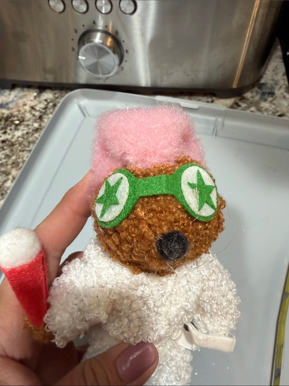 Ashland Plush Bath Doll in White Robe with Pink Head Wrap and Red Accessory